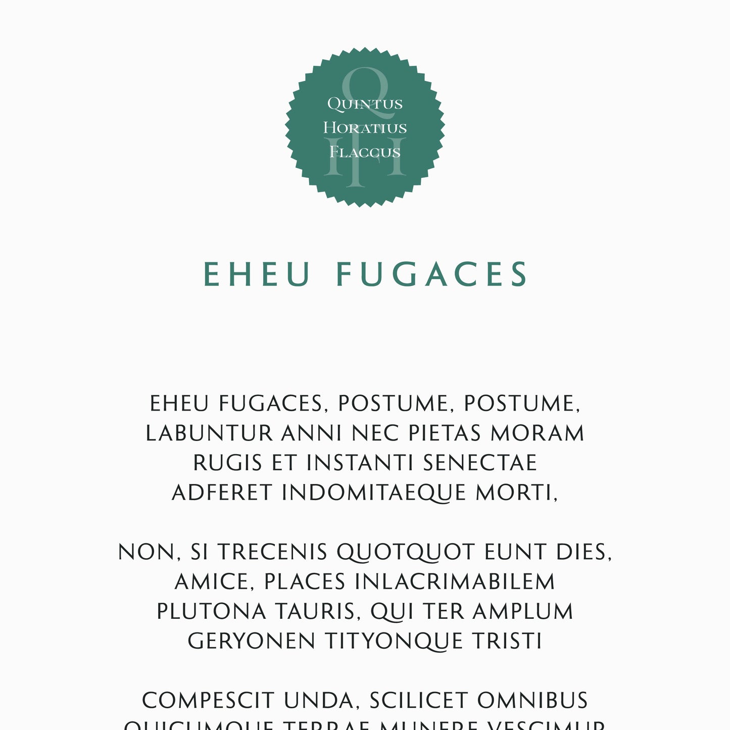 Horace | Ode 2.14 | Eheu Fugaces
