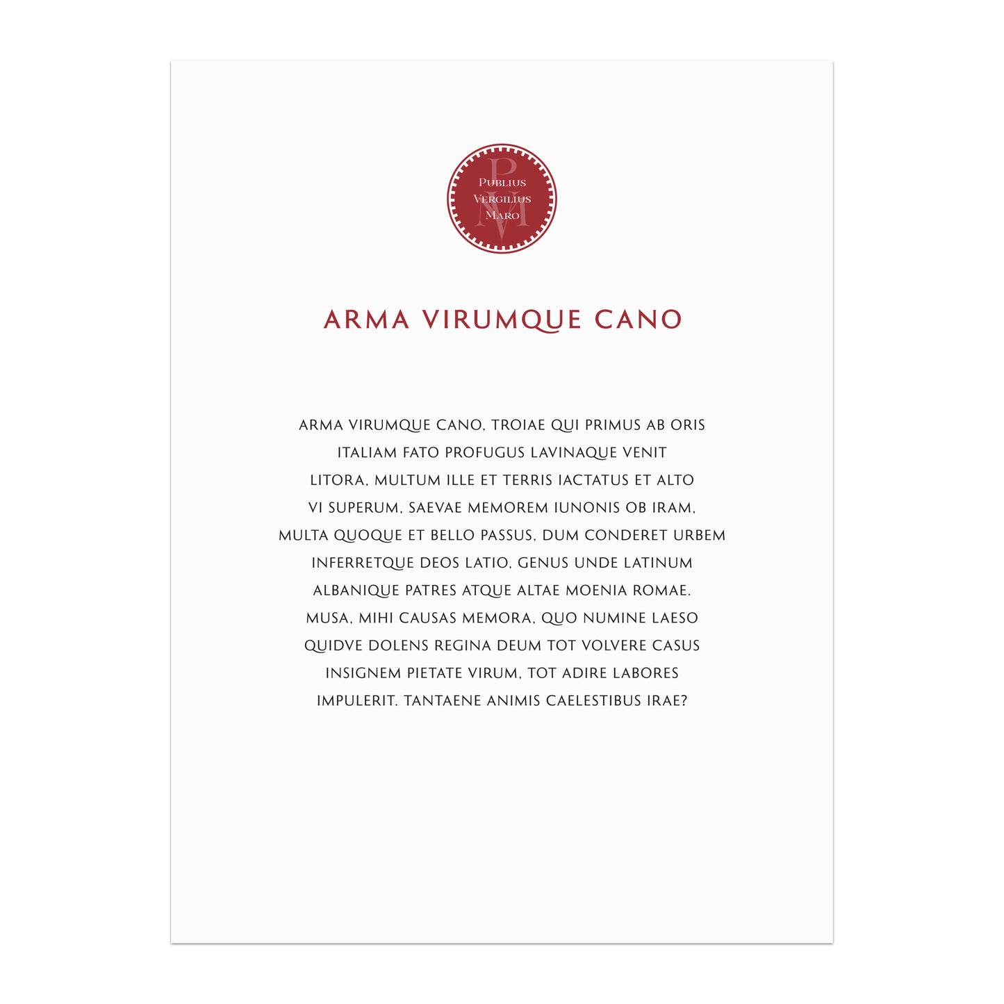 Virgil | Aeneid 1.1–11 | Arma virumque cano